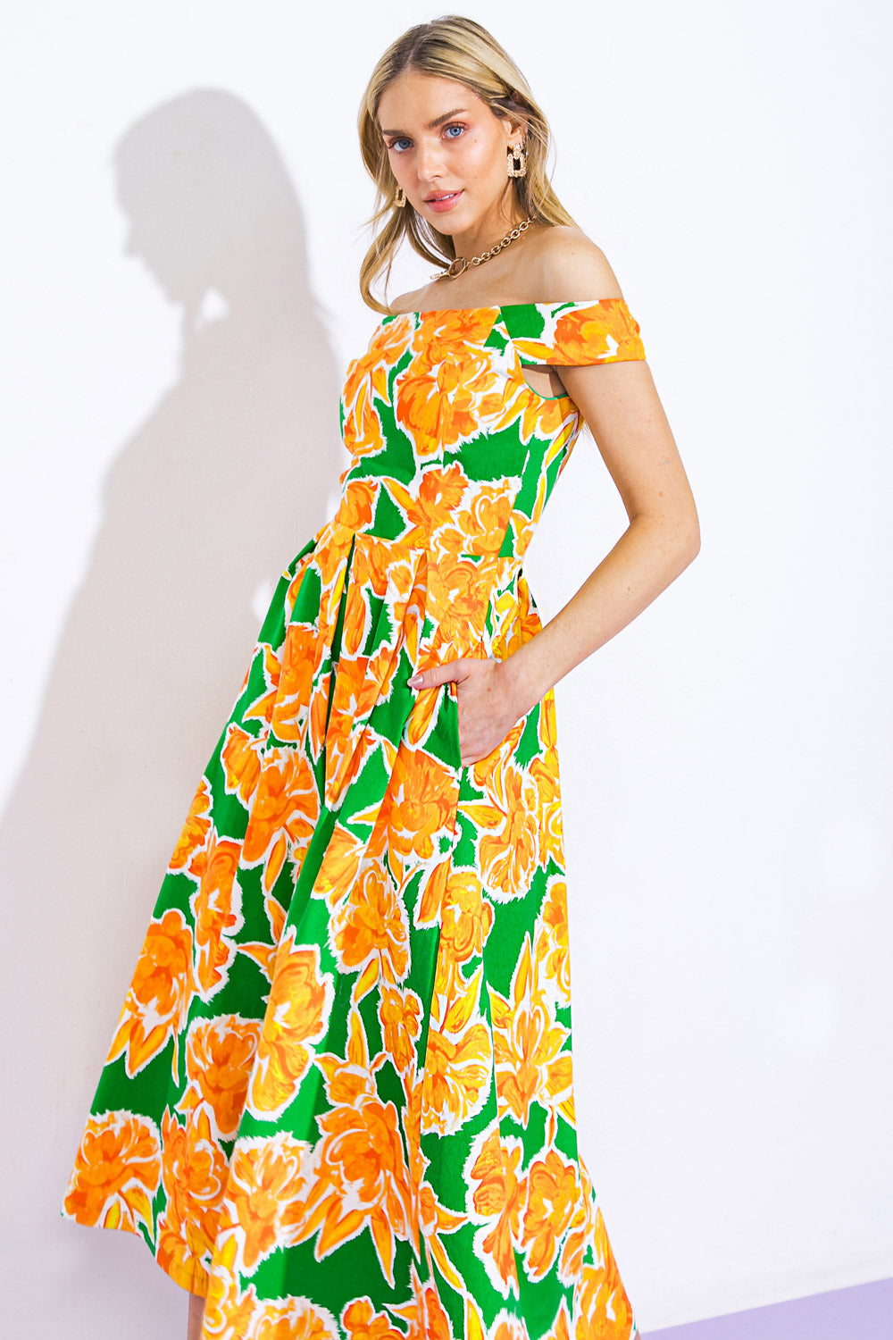 WHERE I WANT TO BE TWILL MIDI DRESS Flying Tomato